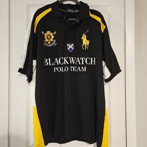 BlackWatch Polo Team #3 by Ralph Lauren Black and Yellow Men's Shirt
